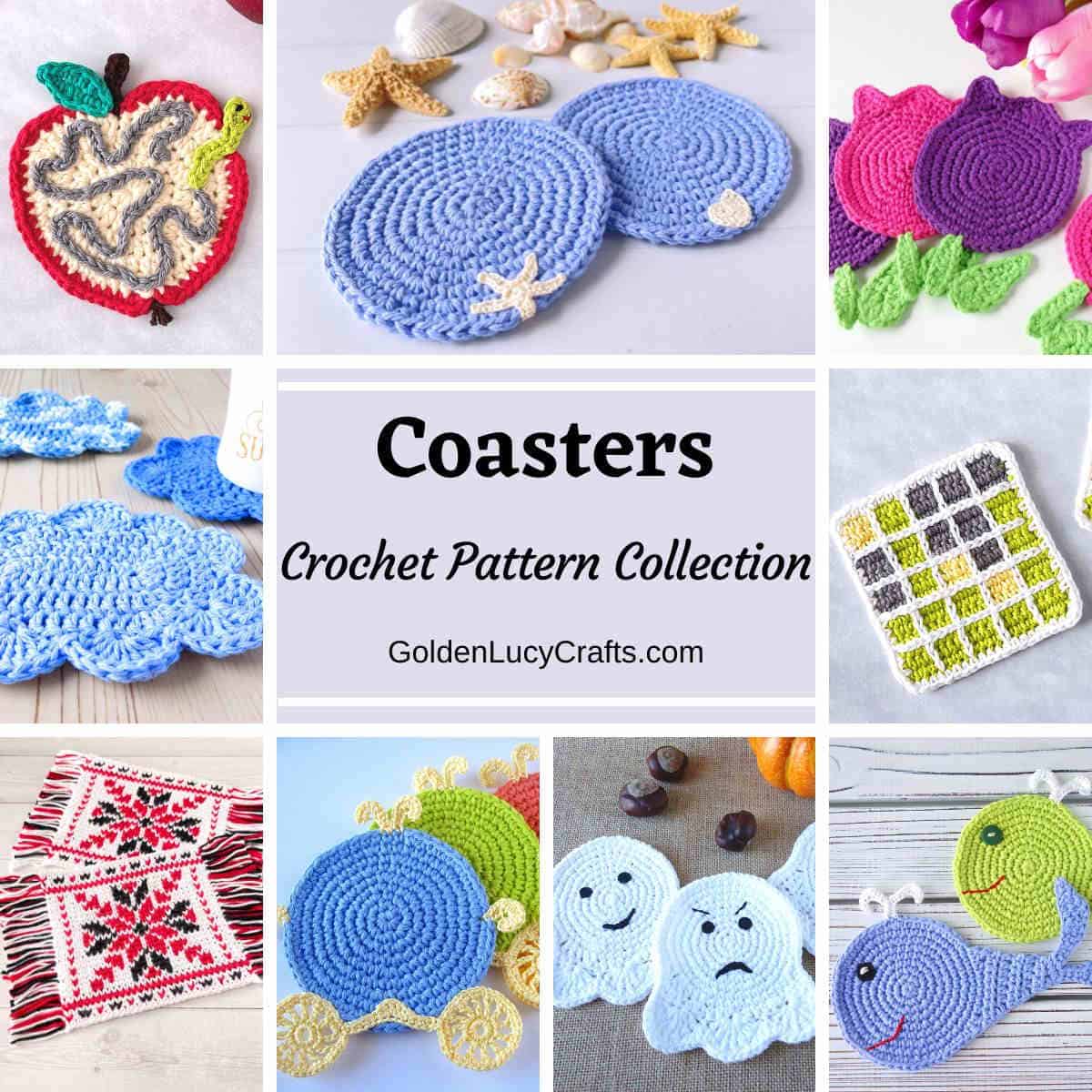 Crochet Coaster Pattern Collection, Design by GoldenLucyCrafts